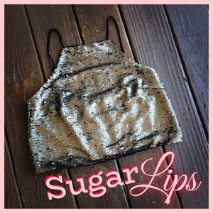 NWT—SUGAR LIPS Sequin Crop Top